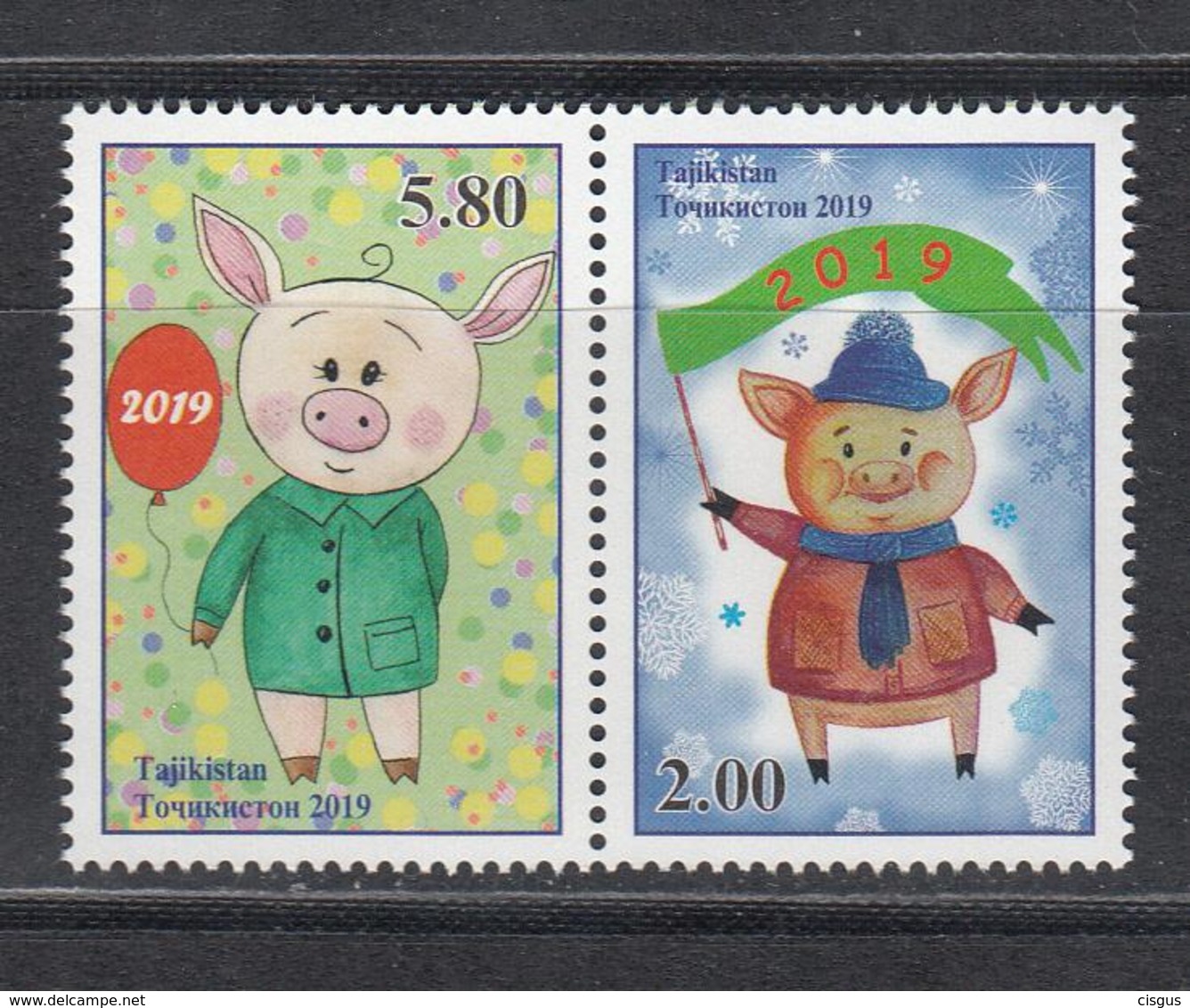 Tajikistan Tadschikistan MNH** 2019 Year Of The Pig   Mi 830-31 A - Tadschikistan