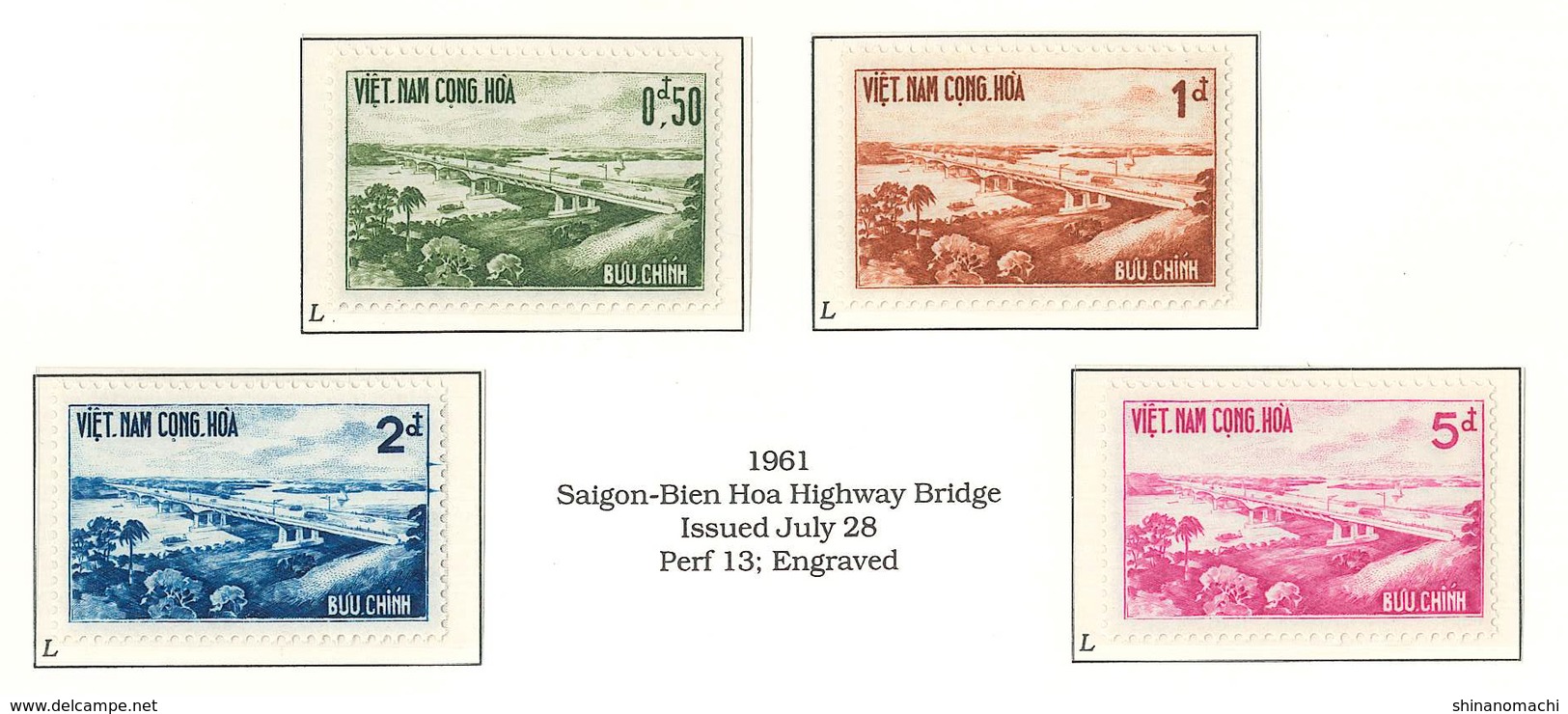 South Viet Nam - 1961 - SC 166 - 169 - Saigon Bienhoa Bridge - MH - Vietnam