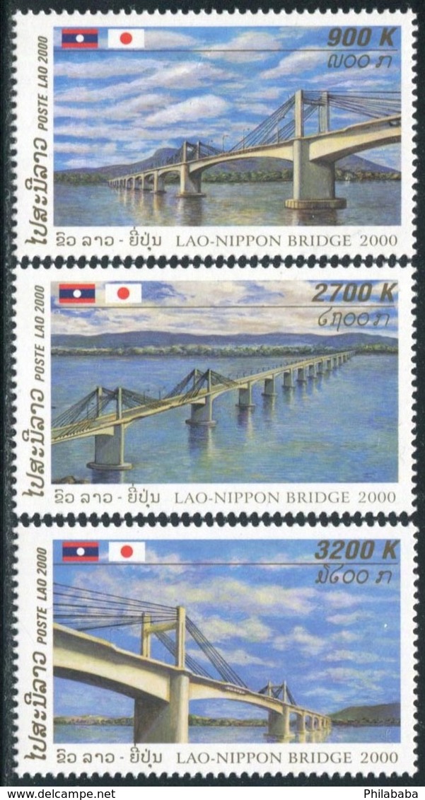 234- Laos 2000 YT 1388-90 ; Mi# 1721-23 **  MNH  Pont Du Mékong Près De Paksé - Laos