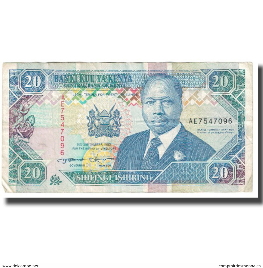 Billet, Kenya, 20 Shillings, 1993, 1993-09-14, KM:31a, TTB - Kenya