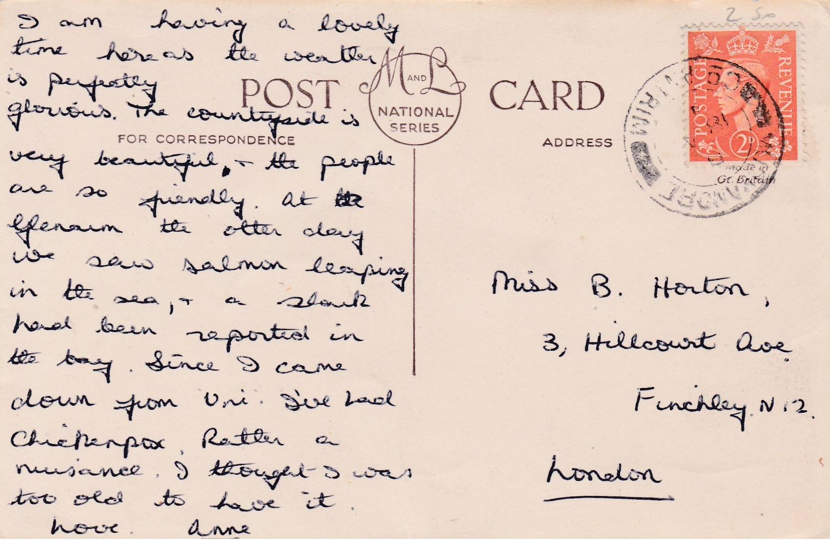 Small Post Card Of Ess-na-Larach Waterfall, Glenariff Forest Park, County Antrim, Northern Ireland.V102. - Antrim