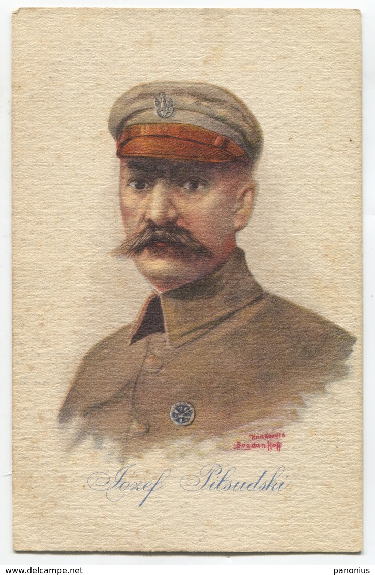 JOZEF PILSUDSKI - Marshal Of Poland, K.u.K. Feldpost 1917. Censura, Art PC Bogdan Hoff, Traveled To Croatia - Poland