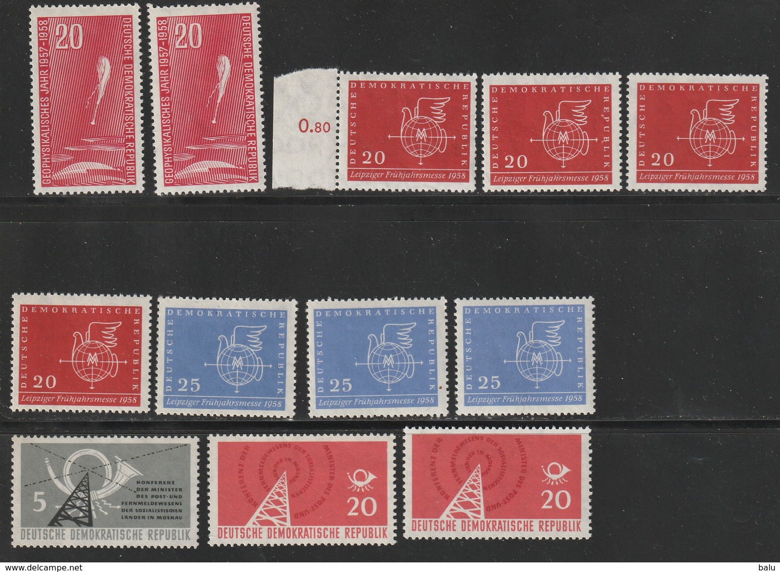 DDR 1958 Michel Nr.n 616 X2, 618 X4, 619 X3, 620, 621 X2, Alle Postfrisch - Ungebraucht