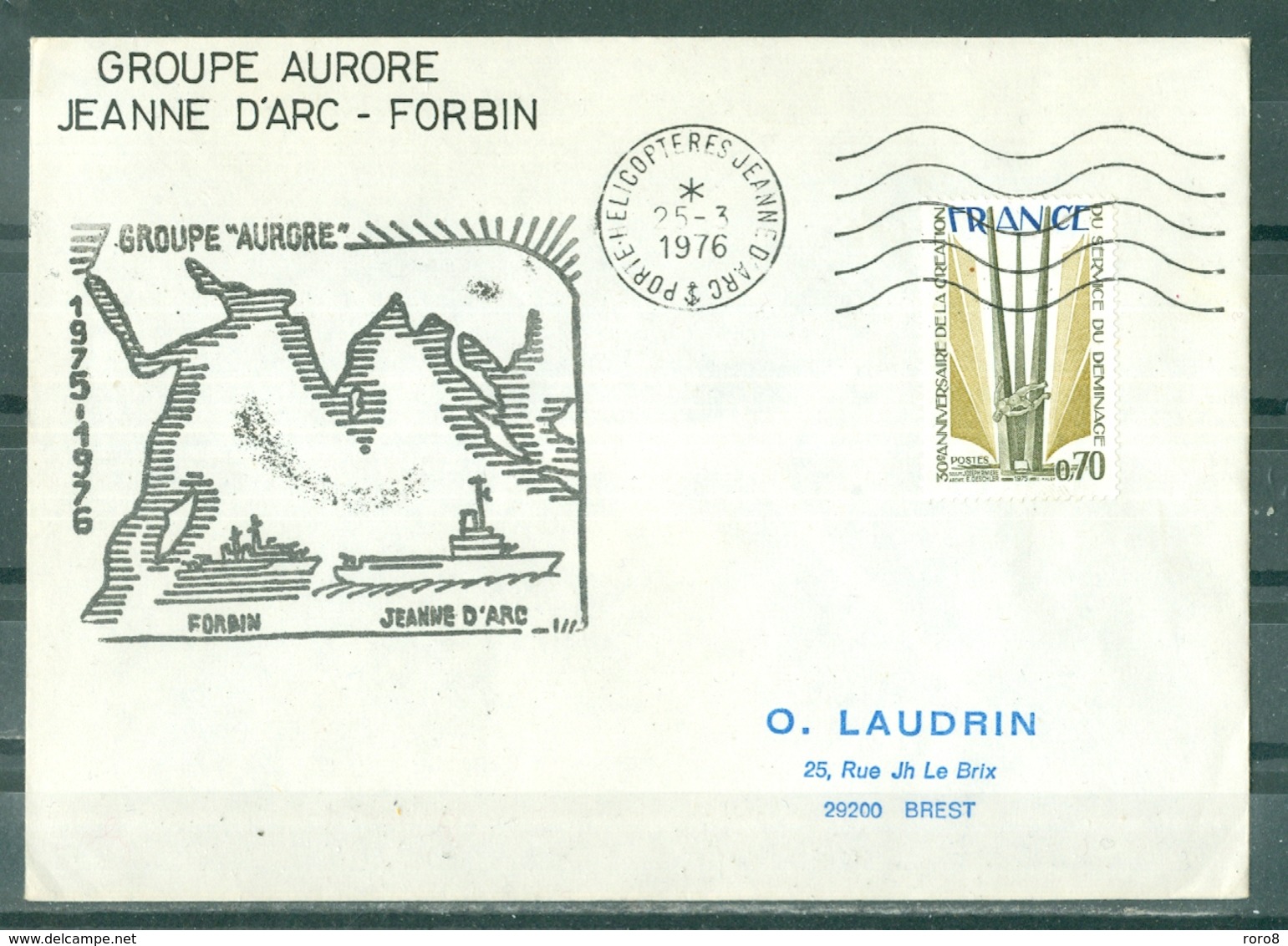 MARCOPHILIE - P.H.JEANNE D'ARC - FORBIN GROUPE AURORE 1975 - 1976 Cachet Du 25 - 3 - 1976 - Poste Navale