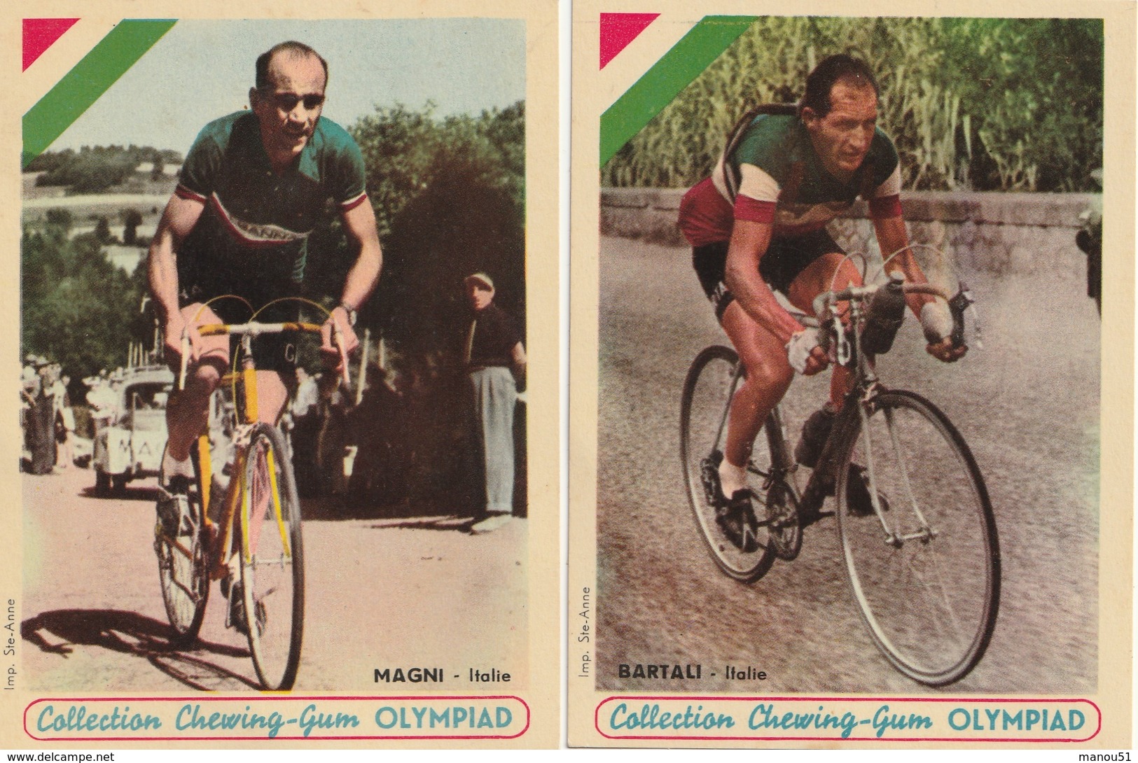 CYCLISME - Lot De 4 Photos - Collection Des Chewing Gum Olympiad : BARTALI - MAGNI - BOBET - HASSENFORDER - Cyclisme