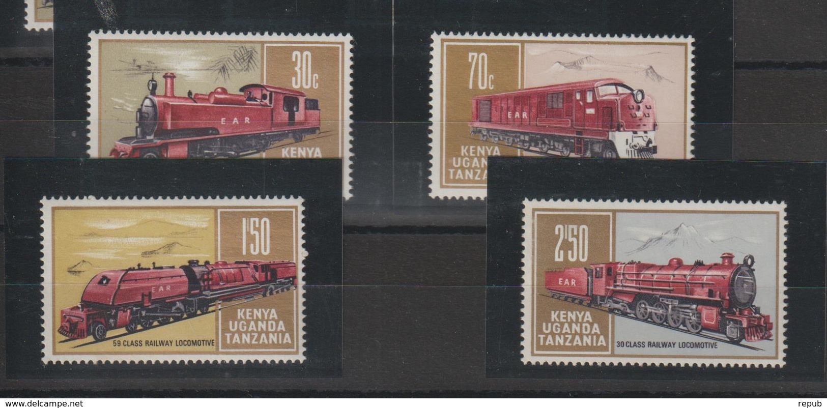 Kenya, Ouganda, Tanzanie 1971 Trains Série 214-217 4 Val ** MNH - Kenya, Uganda & Tanzania