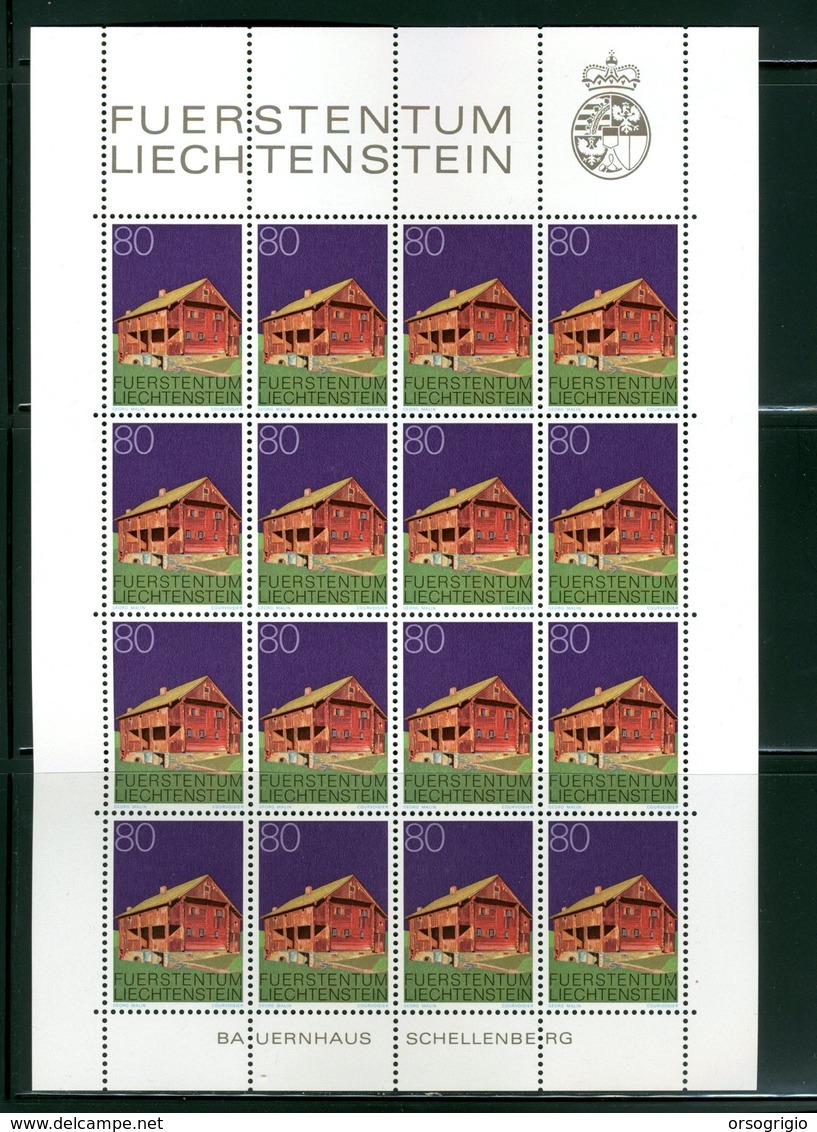 LIECHTENSTEIN - FOGLIO INTERO COMPLETO - NON PIEGATO - MNH LUSSO - 1978 - Definitives  architecture 12v