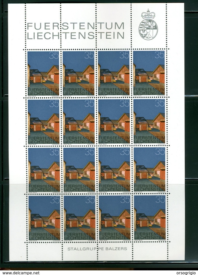 LIECHTENSTEIN - FOGLIO INTERO COMPLETO - NON PIEGATO - MNH LUSSO - 1978 - Definitives  architecture 12v