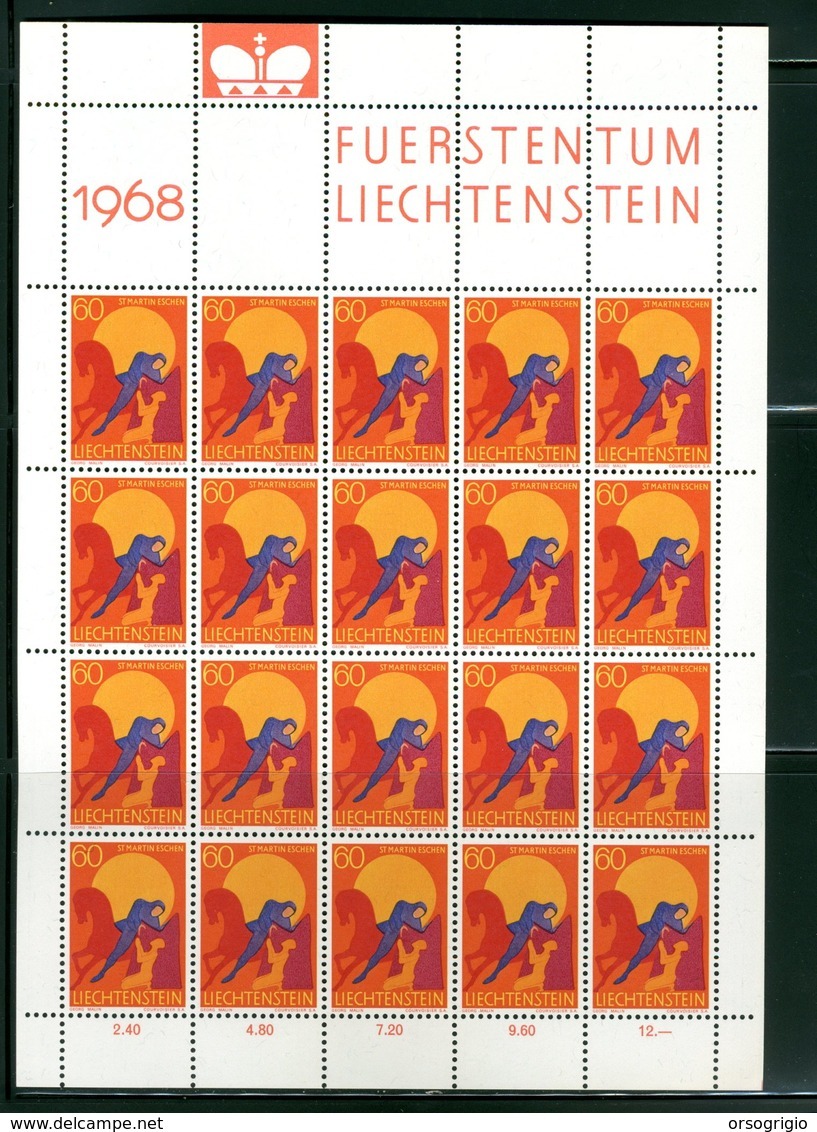 LIECHTENSTEIN - FOGLIO INTERO COMPLETO - NON PIEGATO - MNH LUSSO - 1967 - FUERSTENTUM - Definitives Religion 9v - Blocchi & Fogli