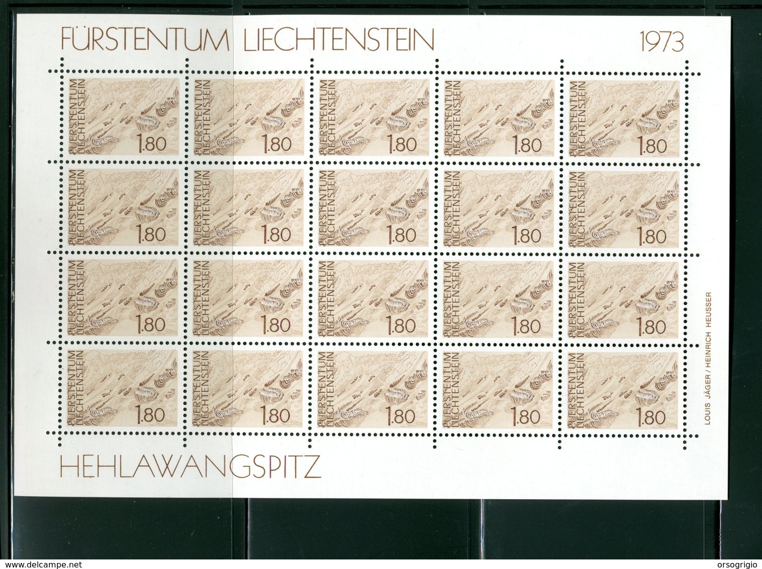 LIECHTENSTEIN - FOGLIO INTERO COMPLETO - NON PIEGATO - MNH LUSSO - 1973 -  Definitives  Landscapes 6v - PAESAGGI - Blocchi & Fogli