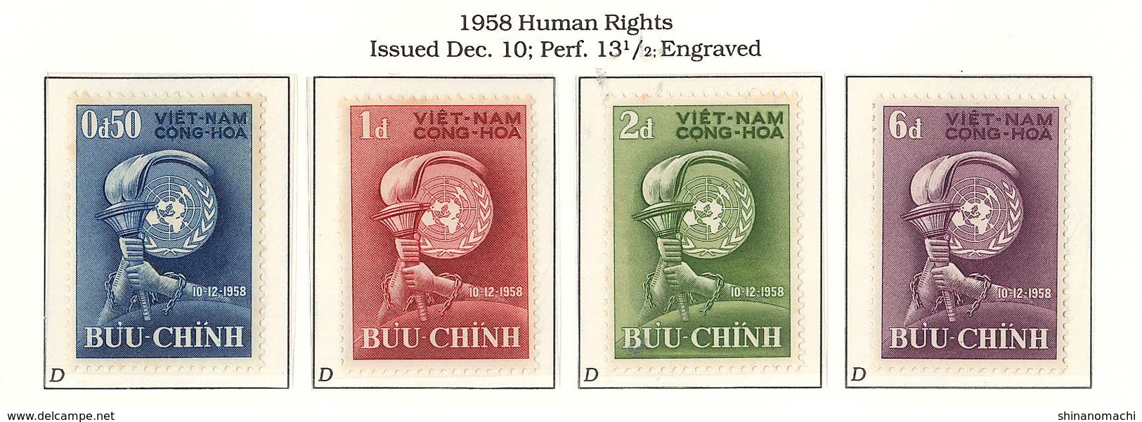 South Viet Nam - 1958 - SC 96 - 99 - Human Rights - MH - Vietnam