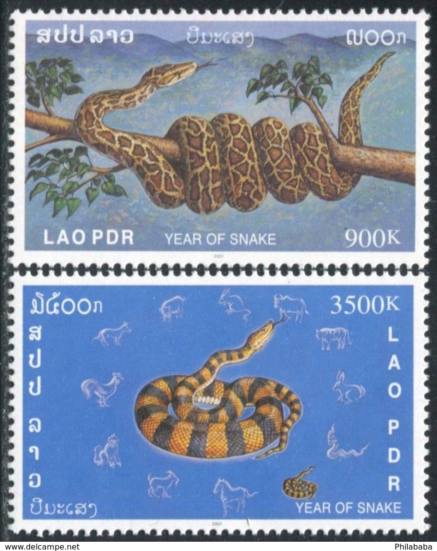 242 - Laos 2001  YT 1414-15 ; Mi# 1769-70 **  MNH  Nouvel An Chinois: Année Du Serpent - Laos