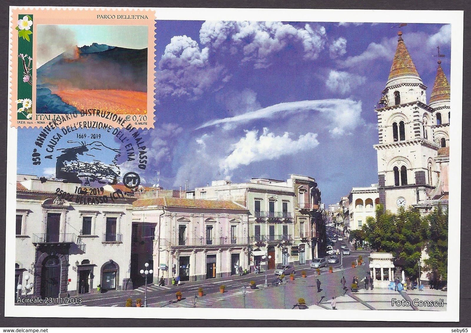 Etna 2019 - Volcano, Volcan, Eruption, Eruzione 1669 With Greetings From Her Majesty The Queen, Photo Consoli (see Scan) - 2011-20: Poststempel