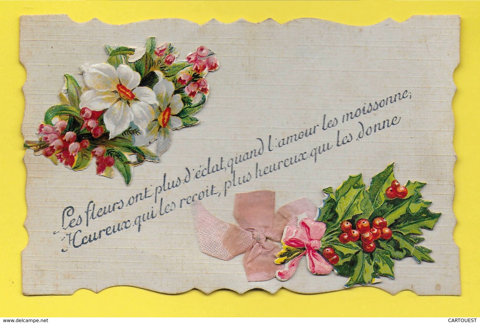 CPA ֎ SPLENDIDE Carte Ajout DECOUPIS FLEURS DIVERSES Et Ajout Noeud Tissu - Fiori