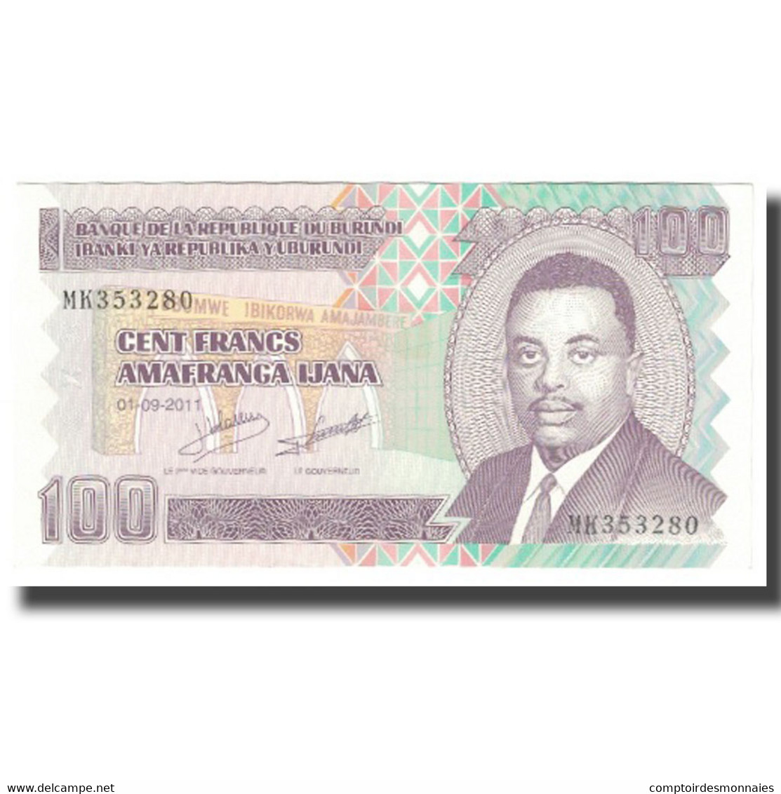 Billet, Burundi, 100 Francs, 2011, 2011-09-01, KM:44b, SPL - Burundi