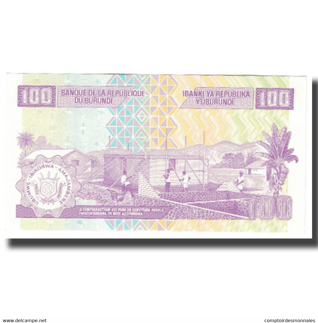 Billet, Burundi, 100 Francs, 2011, 2011-09-01, KM:44b, SPL - Burundi