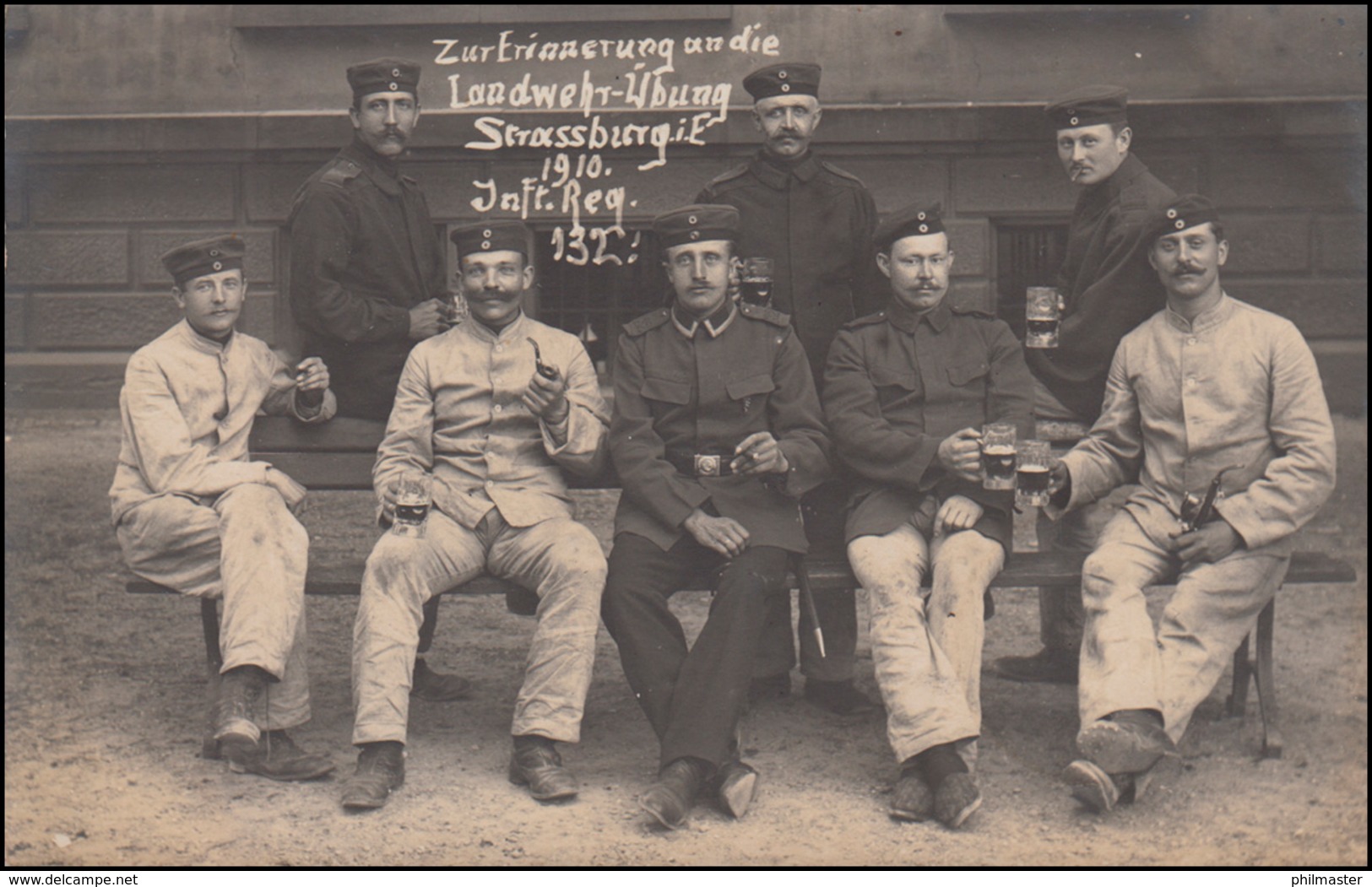 Foto-AK Erinnerung Landwehr-Übung Strassburg Inf.-Reg. 132, 26.6.1910 N. Breyell - Autres & Non Classés