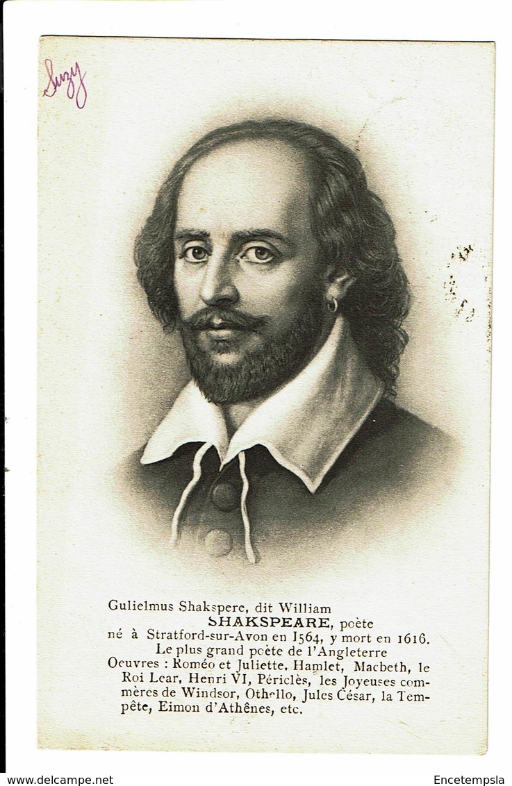 CPA - Carte Postale - Belgique -Shakspeare Poète  VM3514 - Ecrivains