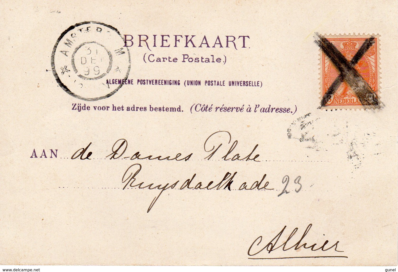 31 DEC 1899 Ansicht Van Amsterdam Centraal Station Lokaal Verzonden (zegel Gekruist Vernietigd) - Storia Postale