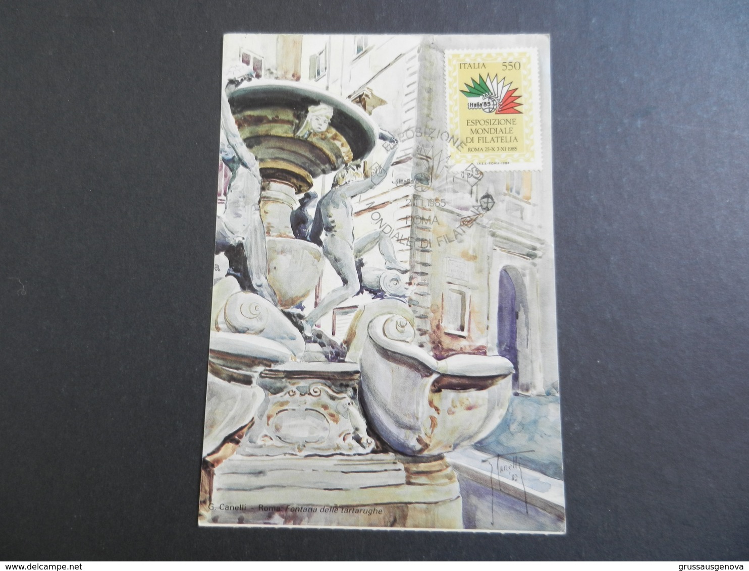 19942) ITALIA 85 ESPOSIZIONE FILATELICO NUMISMATICA BIGLIETTO INGRESSO VIAGGIATA CON ERINNOFILO - Exhibitions