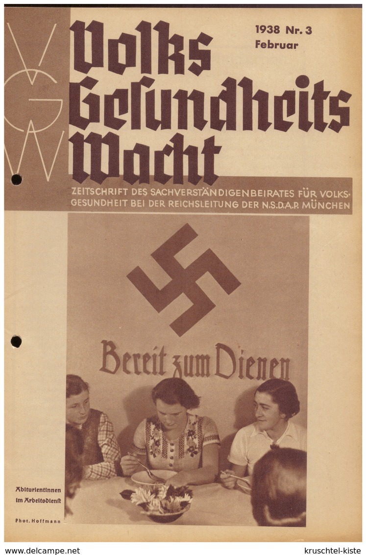 Dt- Reich (008123) Zeitschrift Volks- Gesundheits- Wacht, 1938 NR 3 Februar, Herausgeber Sachverständigenrat NSDAP - Deutsch