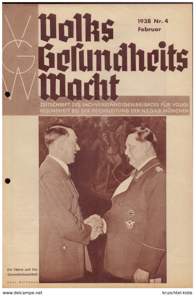 Dt- Reich (008124) Zeitschrift Volks- Gesundheits- Wacht, 1938 NR 4 Februar, Herausgeber Sachverständigenrat NSDAP - German