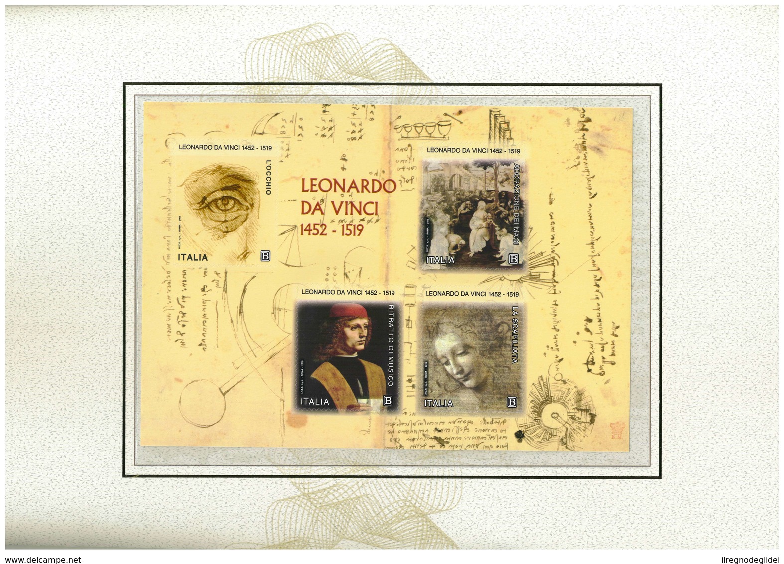 SPECIALE FOLDER FILATELICO NUMISMATICO LEONARDO DA VINCI - 2019 - 1 E 2 € + 1 FOGLIETTO + 1 BUSTA PERSONALIZZATA - Italia