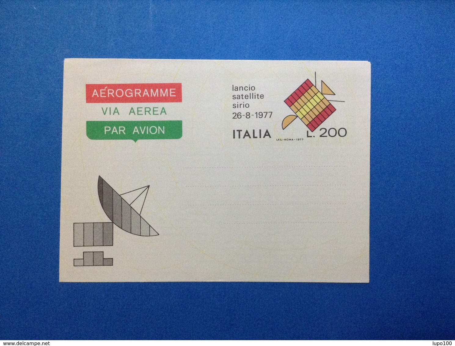 1977 ITALIA AEROGRAMMA POSTALE NUOVO NEW MNH** LANCIO SATELLITE SIRIO 200 LIRE - Interi Postali