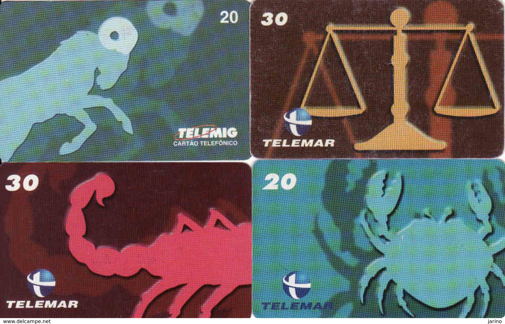 Horoscope - Zodiac, Brasil Telemar, 4 Pieces - Zodiaco