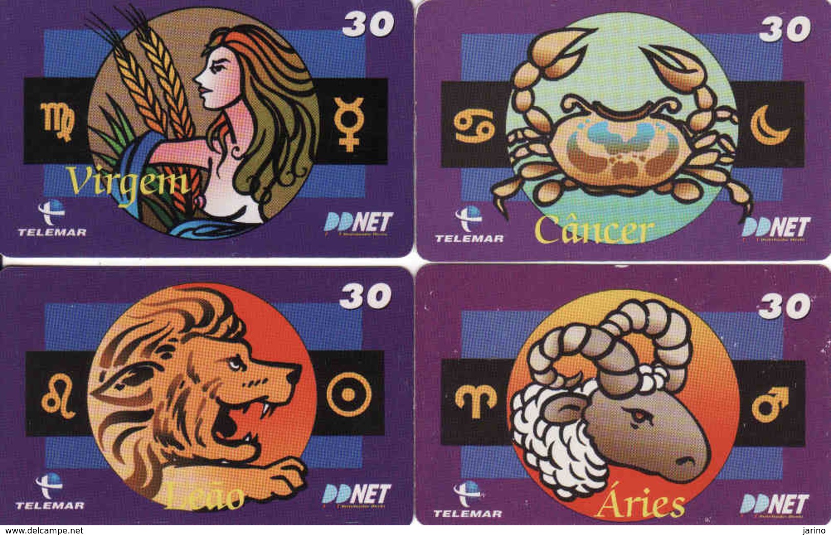 Horoscope - Zodiac, Brasil Telemar, 4 Pieces - Zodiaco