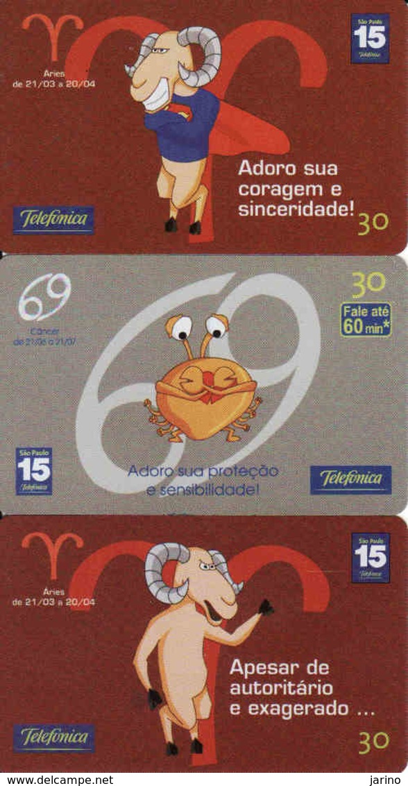 Horoscope - Zodiac, Brasil Telefonica, 3 Pieces - Dierenriem