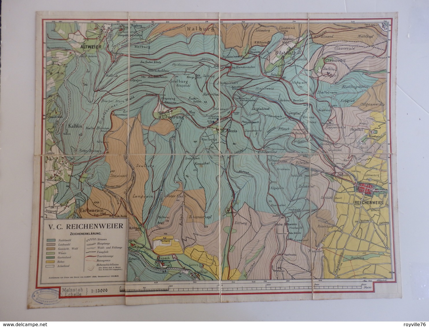 Cartes Du Haut-Rhin Allemand. A. Birckel-Ortlieb V.C. Reichenweier 1:15000. - Geographical Maps