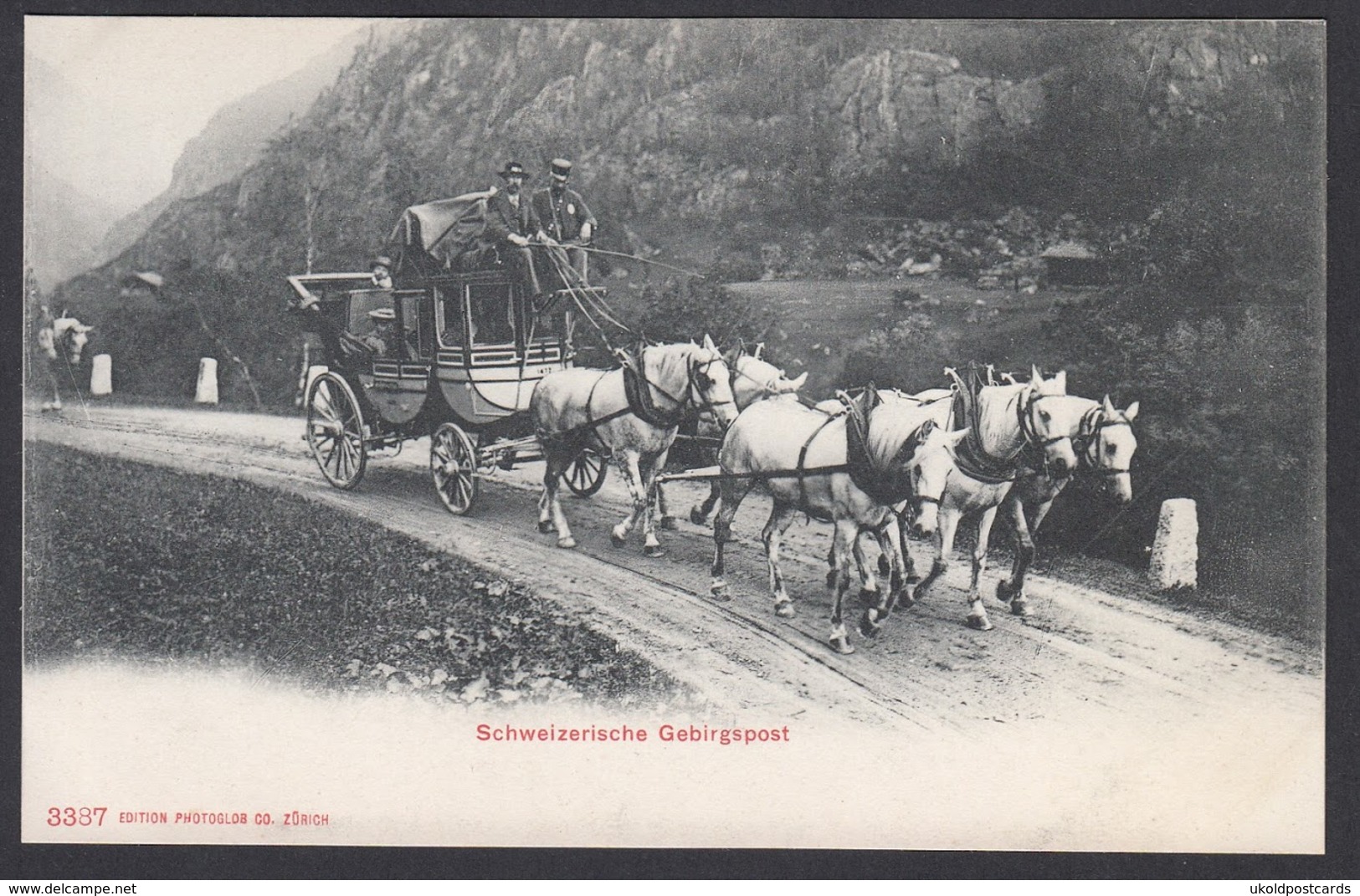 CPA  Suisse, Schweizerische Gebirgspost, Attelage Diligence Chevaux. - Risch-Rotkreuz