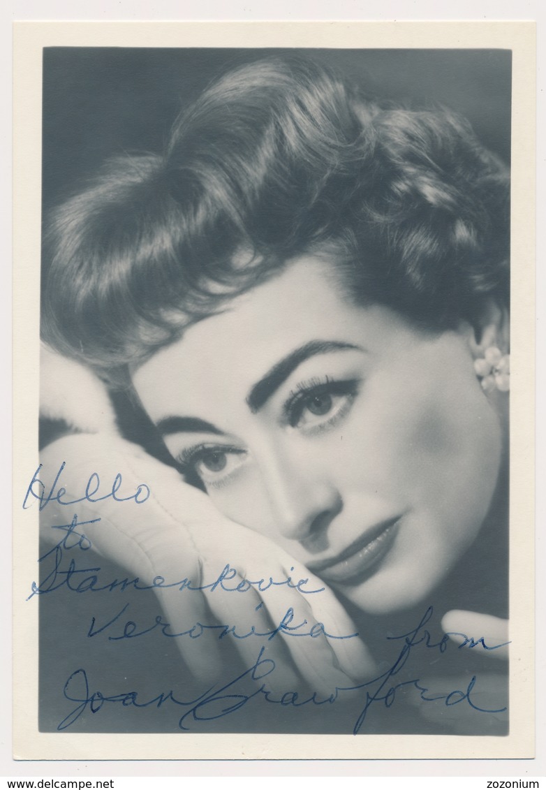 MOVIE STAR JOAN CRAWFORD ,original Signature, Autograph, Dédicacer. Autografo, Old Photo  + Letter - Autografi