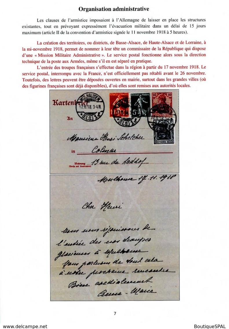 Eléments D'histoire Postale En Alsace - Moselle 1919 - 1940 De Laurent Bonnefoy - édition SPAL 2019 - Philatélie Et Histoire Postale