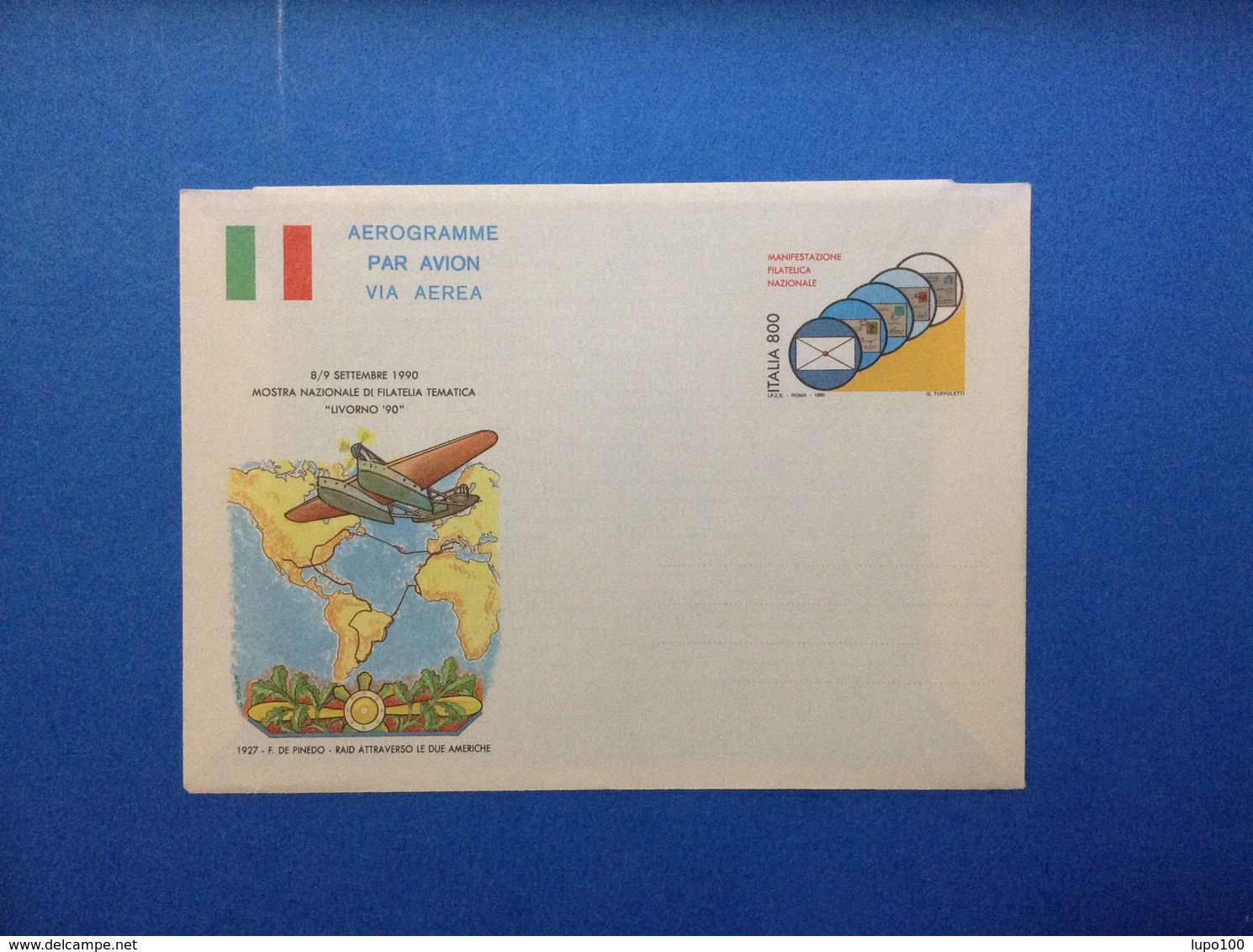 1990 ITALIA AEROGRAMMA POSTALE NUOVO NEW MNH** LIVORNO MOSTRA DI FILATELIA TEMATICA MANIFESTAZIONE 800 LIRE - Entero Postal