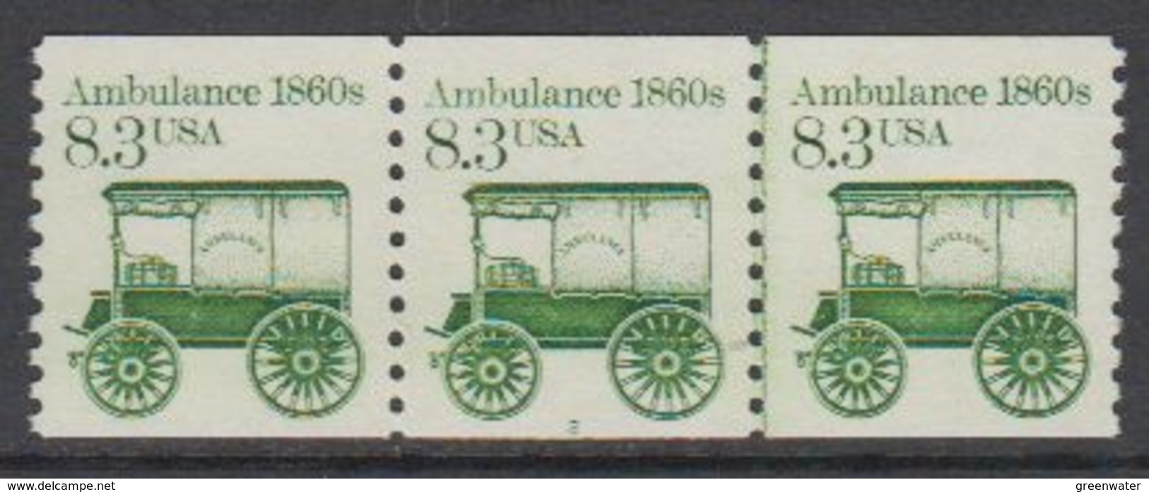 USA 1985 Ambulance 1860s 1v Strip Of 3 ** Mnh (43133B) - Ongebruikt