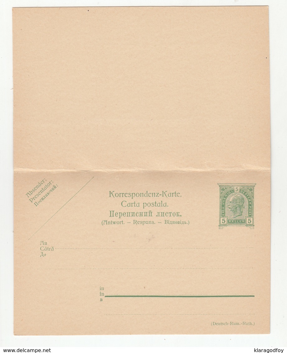 Austria - Romanian Ruthenian Postal Stationery Postal Card With Reply Unused B190610 - Altri & Non Classificati