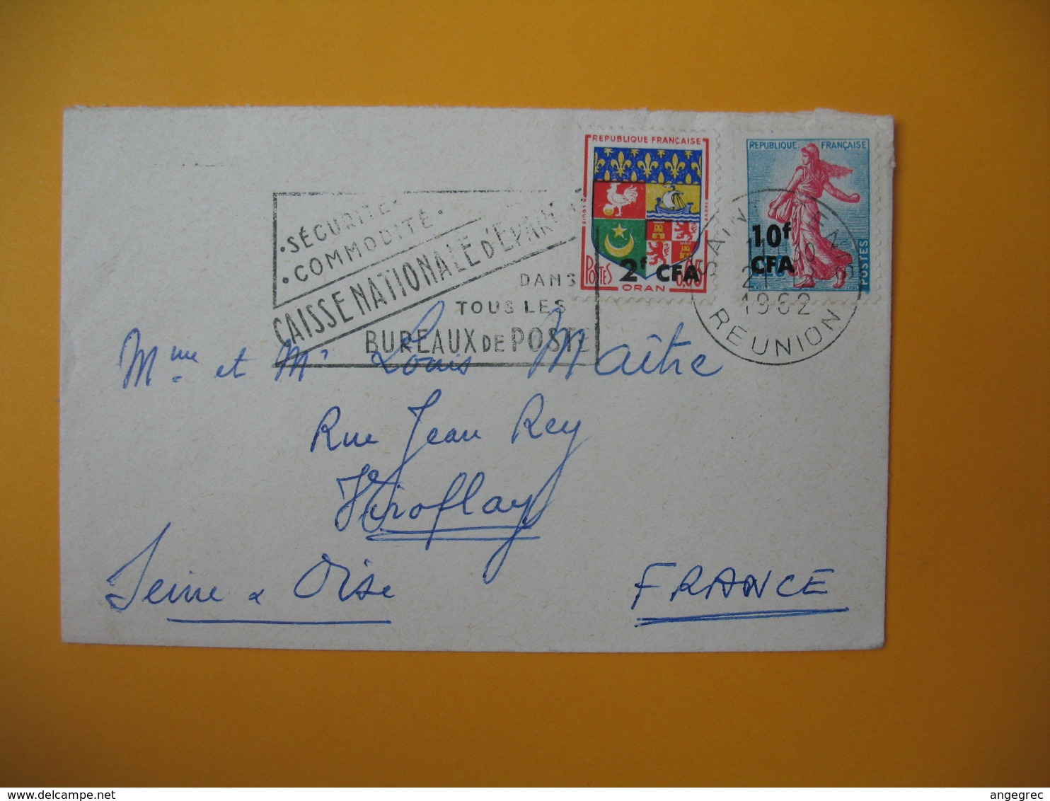 Lettre De La Réunion CFA  1962  N° 343 Et 349  De Saint Denis   Pour La France Seine Et Oise - Covers & Documents