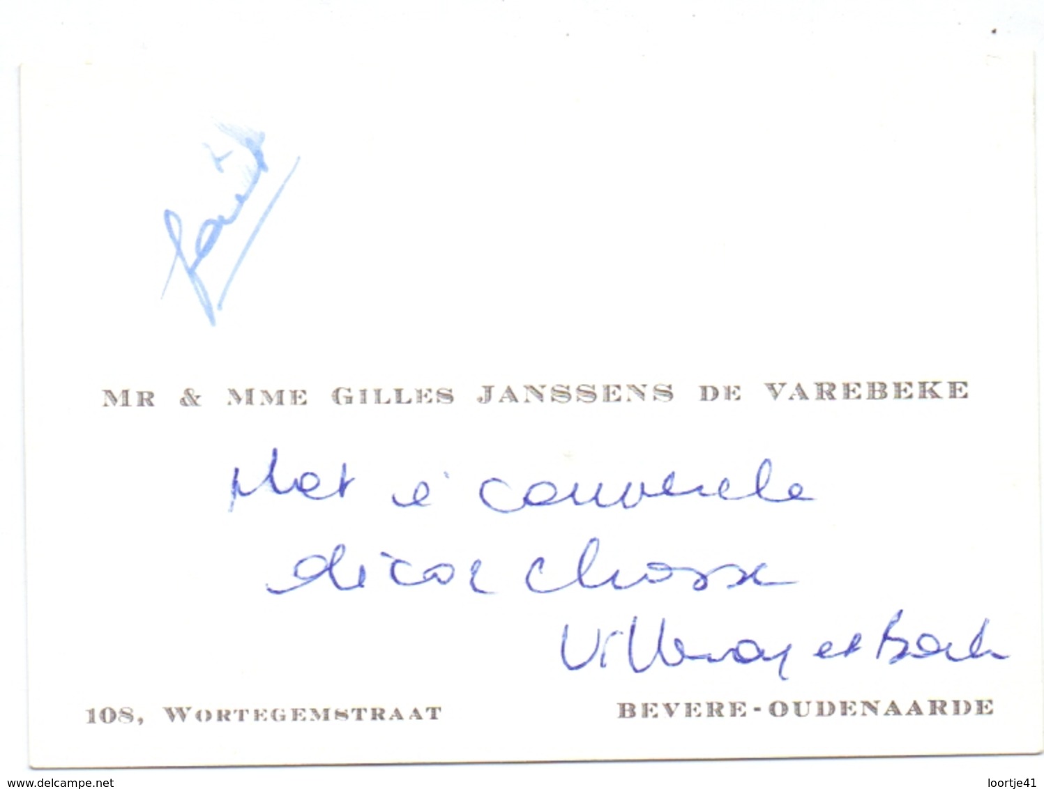 Visitekaartje - Carte Visite - Adel Noblesse - Mr & Mme Gilles Janssens De Varebeke - Bevere Oudenaarde - Cartes De Visite