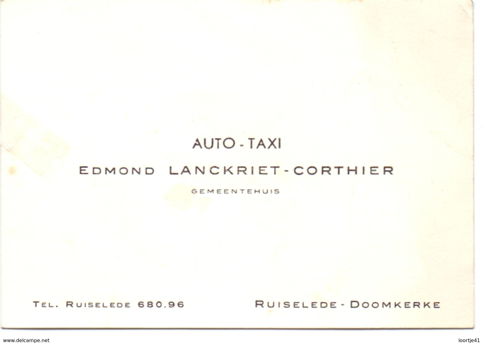 Visitekaartje - Carte Visite -  Auto Taxi - Edmond Lanckriet - Corthier - Ruiselede Doomkerke - Visiting Cards