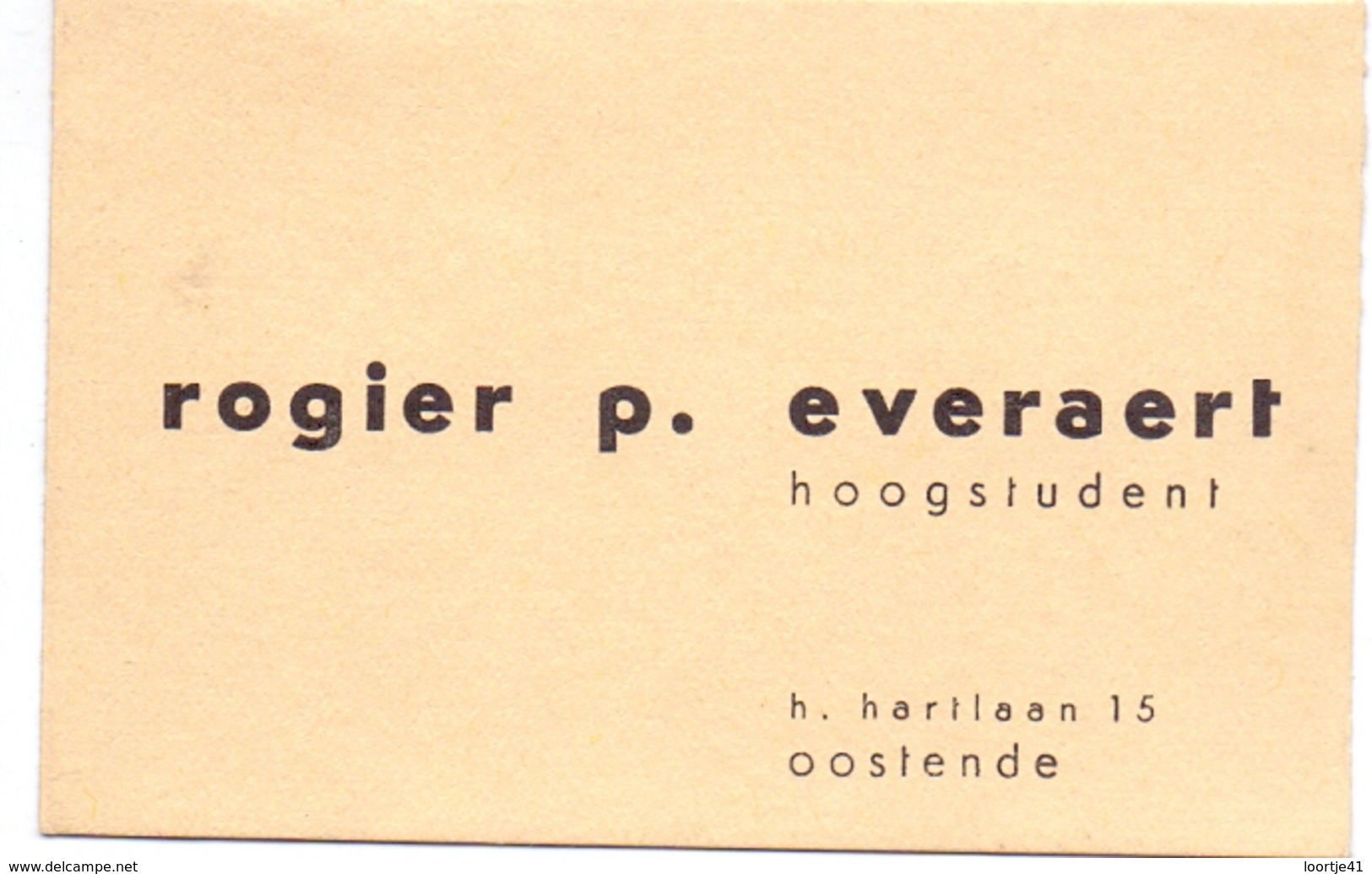 Visitekaartje - Carte Visite - Rogier P. Everaert - Hoogstudent - Oostende - Visitenkarten