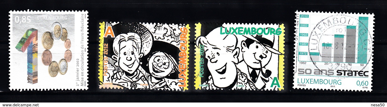 Luxemburg 2012 Mi Nr  1931 + 1938 + 1939 + 1942 - Used Stamps