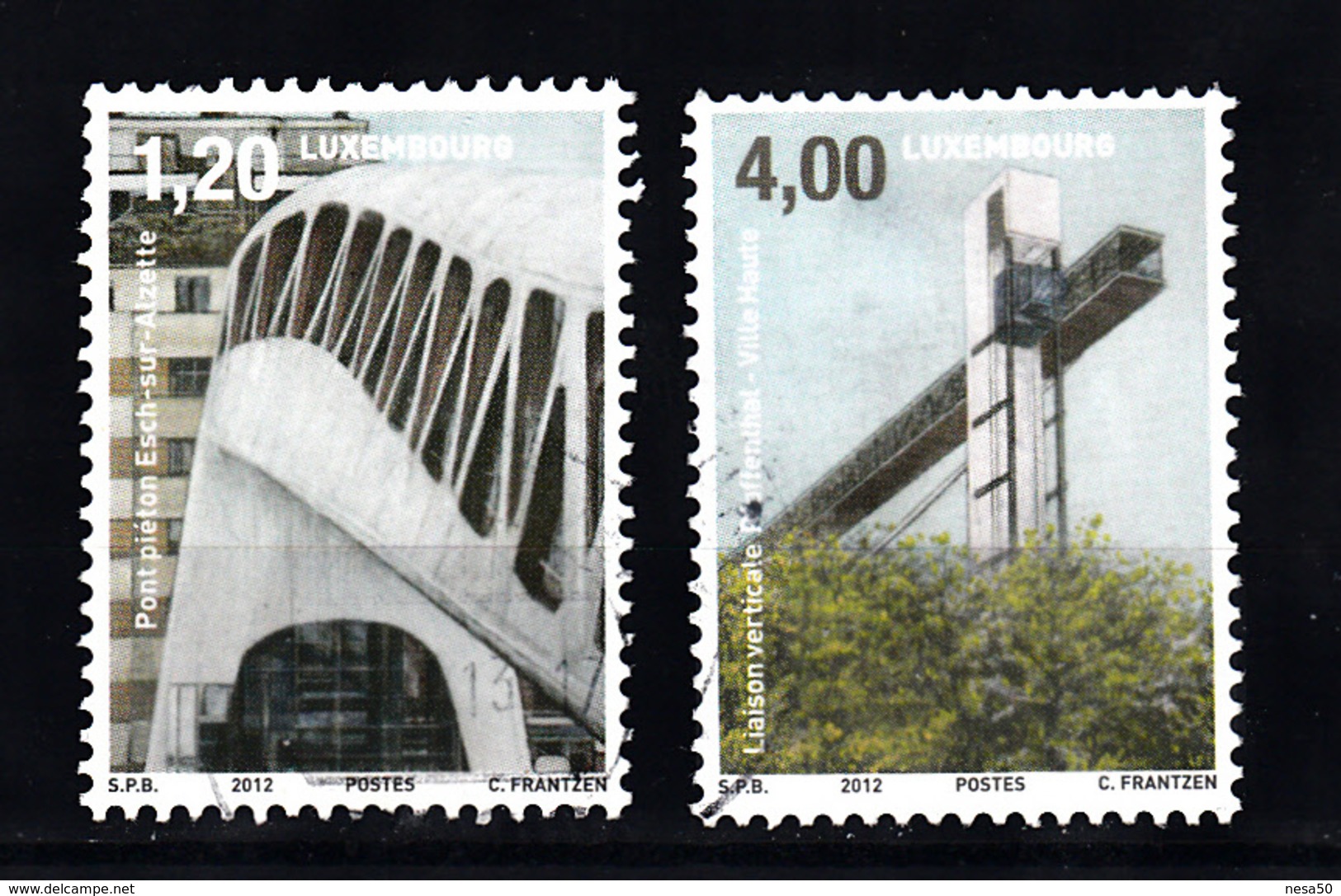 Luxemburg 2012 Mi Nr  1949 + 1951 : Architectuur En Vervoer - Gebruikt