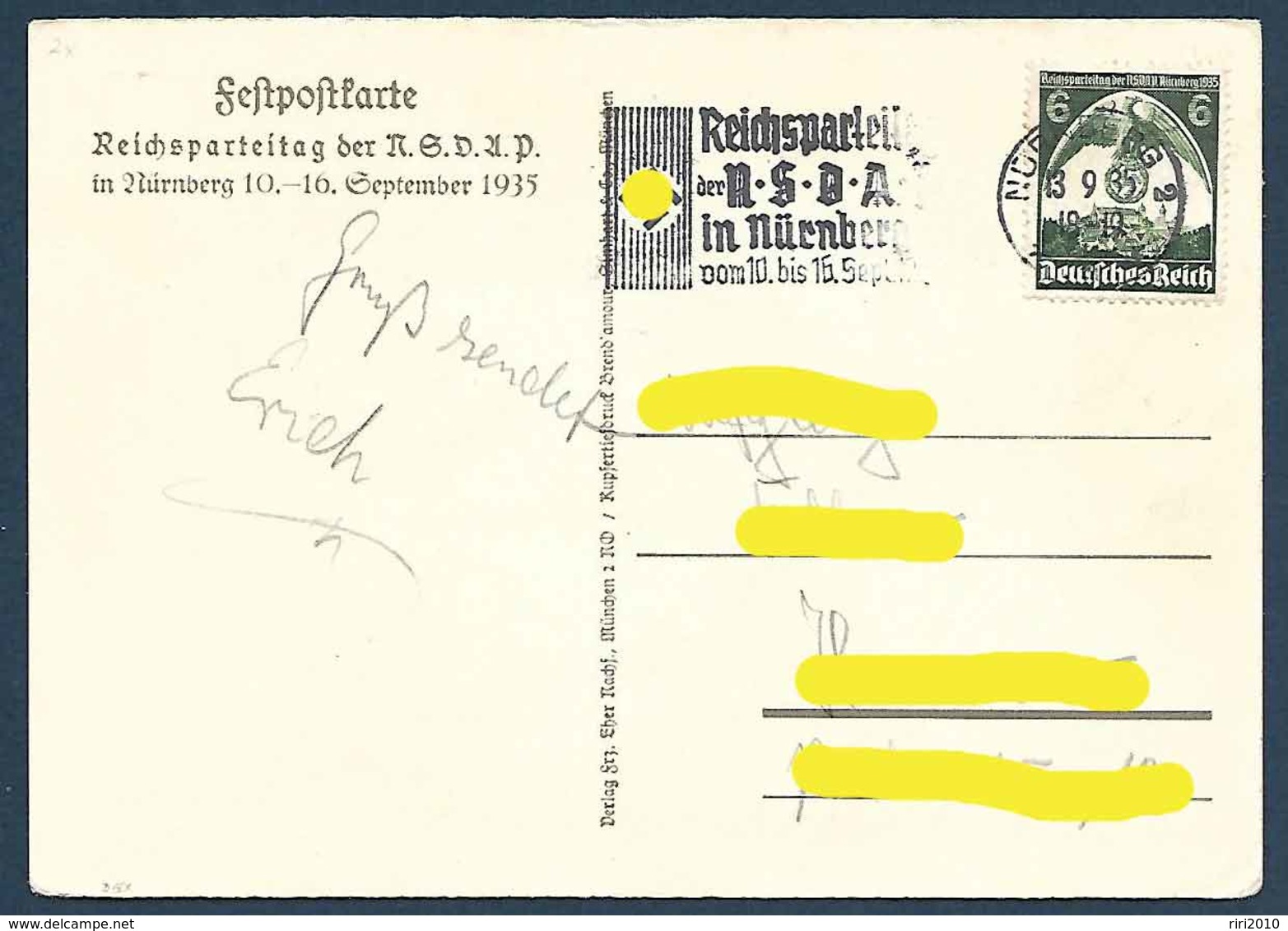 Allemagne - Carte De Propagande - Reichsparteitag Nsdap Nürnberg 1935 - Evènements