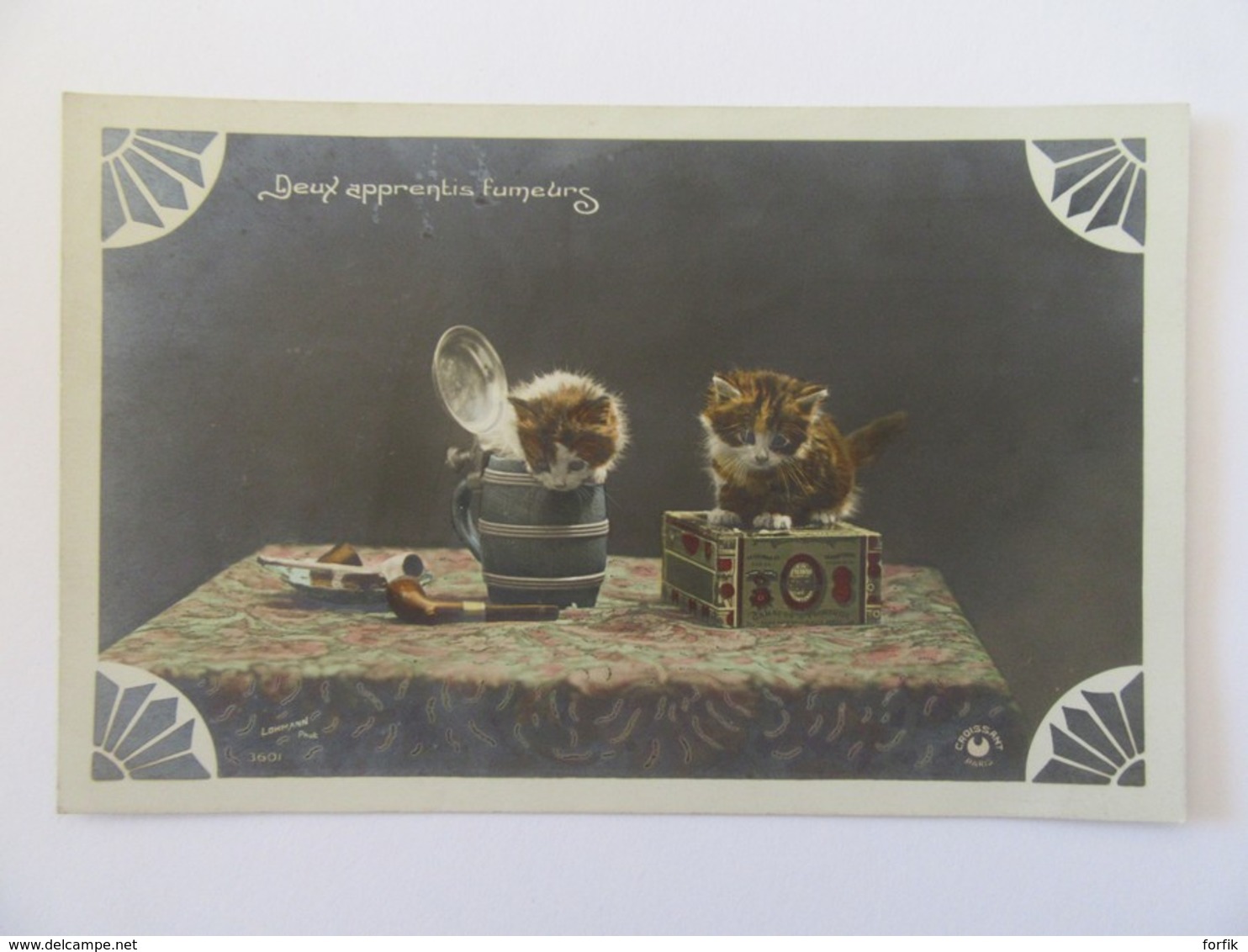 Carte Postale Fantaisie - "Deux Apprentis Fumeurs" - Chatons - Photo Lohmann - Carte Couleur Circulée - Gatti