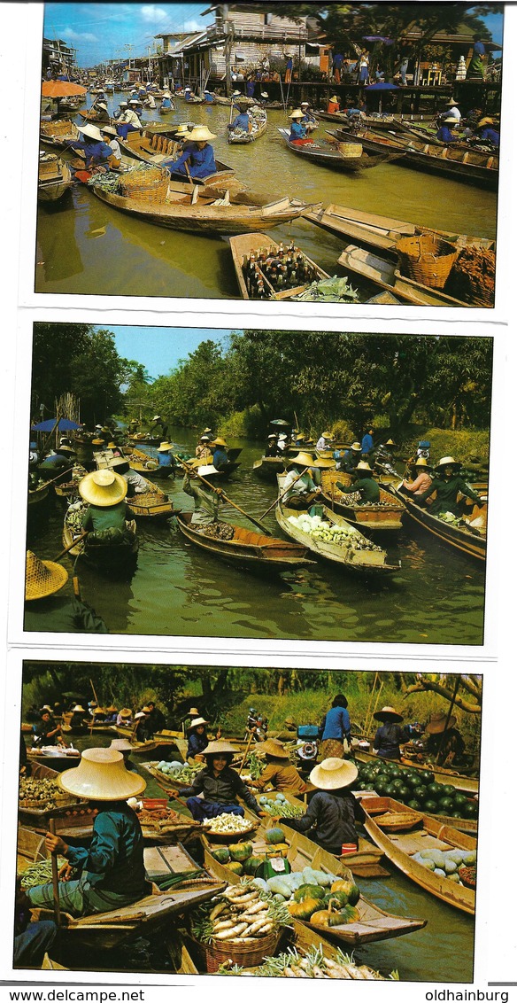 3060k: 10 AKs Thai Floating Market, Ungelaufen Im Folder - Thaïland