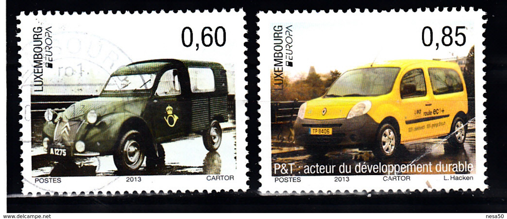 Luxemburg 2013 Mi Nr  1969 + 1970 : Europa Postauto - Gebruikt