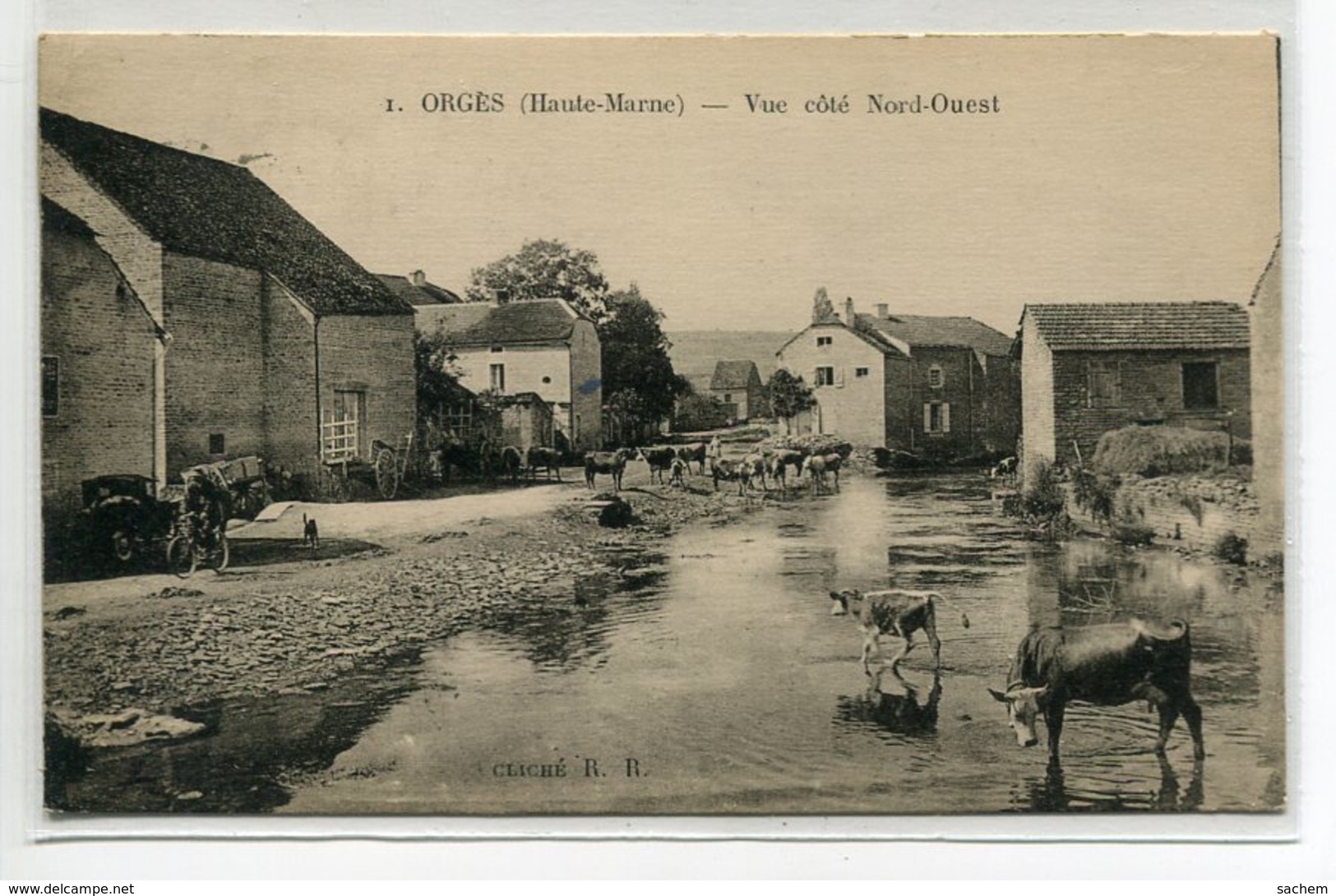 52 ORGES Vaches à La Mare Maisons Rue Coté Nord  Ouest écrite Du Village 1930 Voir Dos   - Cliché R.R No 1  D10 2019 - Other & Unclassified