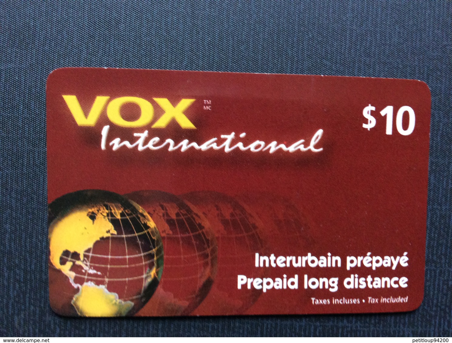 CARTE PRÉPAYÉE CANADA  *10$  VOX International - Canada